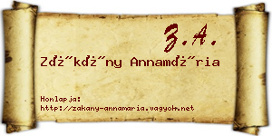 Zákány Annamária névjegykártya